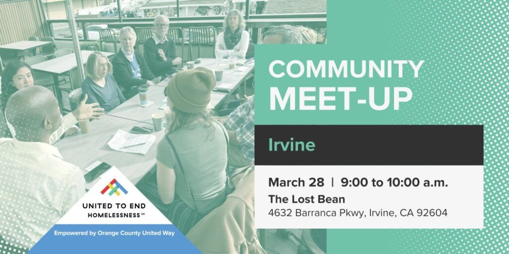 Community Meet-Up – Irvine, March 28, 9:00 to 10:00 a.m., The Lost Bean, 4632 Barranca Pkwy, Irvine, CA 92604.